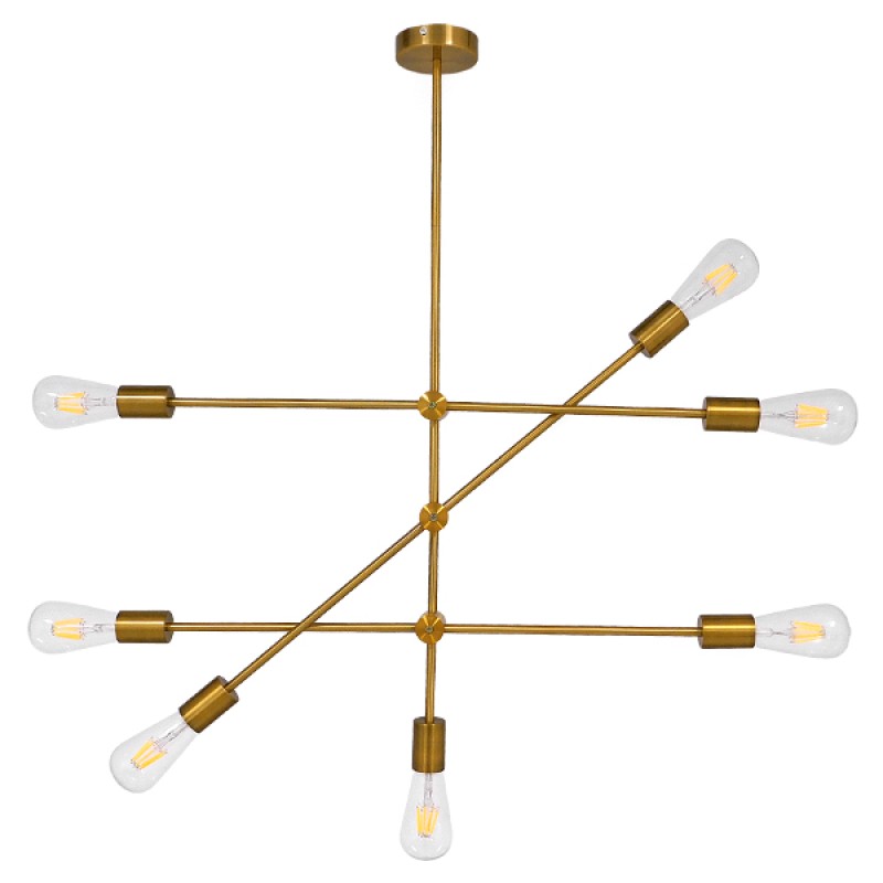 GloboStar® ESTHER 00993 Μοντέρνο Industrial Φωτιστικό Οροφής Πολύφωτο 7 x E27 Χρυσό Μεταλλικό Φ75 x Υ88cm