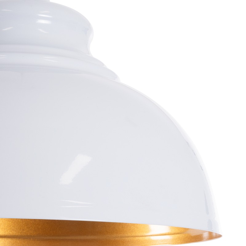 GloboStar® ANDY 00999 Μοντέρνο Κρεμαστό Φωτιστικό Οροφής Μονόφωτο AC220-240V IP20 - Φ35 x Υ28cm - Λευκό Χρυσό Μεταλλικό Καμπάνα