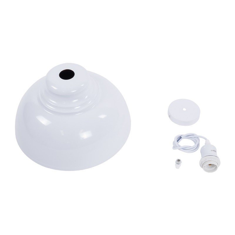 GloboStar® ANDY 00999 Μοντέρνο Κρεμαστό Φωτιστικό Οροφής Μονόφωτο AC220-240V IP20 - Φ35 x Υ28cm - Λευκό Χρυσό Μεταλλικό Καμπάνα