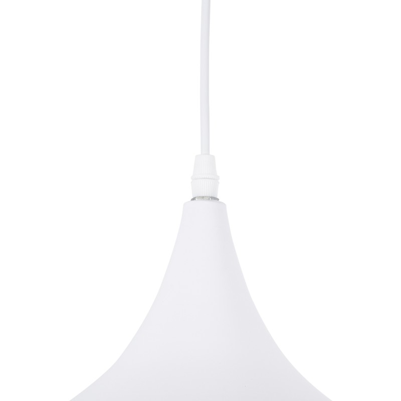 GloboStar® SHANGHAI WHITE 01026 SET 3 Μοντέρνα Κρεμαστά Φωτιστικά Οροφής Τρίφωτο 3 x E27 Λευκά Μεταλλικά Καμπάνα