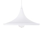GloboStar® SHANGHAI WHITE 01026-B Μοντέρνο Κρεμαστό Φωτιστικό Οροφής Μονόφωτο 1 x E27 Λευκό Μεταλλικό Καμπάνα Φ37 x Υ17cm