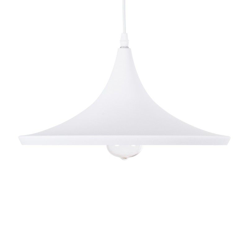 GloboStar® SHANGHAI WHITE 01026-B Μοντέρνο Κρεμαστό Φωτιστικό Οροφής Μονόφωτο 1 x E27 Λευκό Μεταλλικό Καμπάνα Φ37 x Υ17cm
