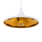 GloboStar® SHANGHAI WHITE 01026-B Μοντέρνο Κρεμαστό Φωτιστικό Οροφής Μονόφωτο 1 x E27 Λευκό Μεταλλικό Καμπάνα Φ37 x Υ17cm