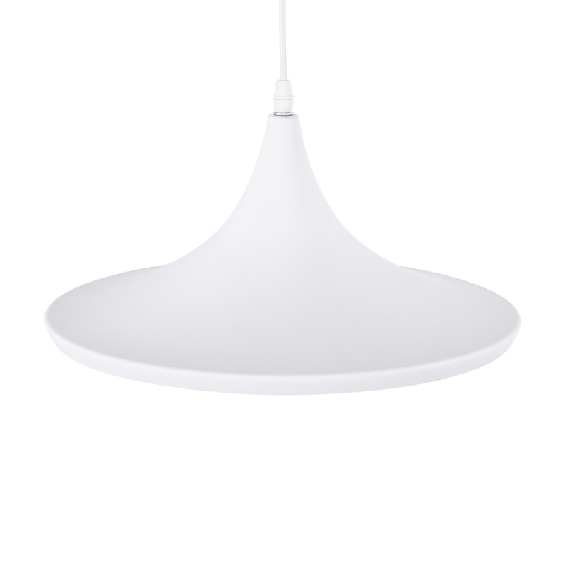GloboStar® SHANGHAI WHITE 01026-B Μοντέρνο Κρεμαστό Φωτιστικό Οροφής Μονόφωτο 1 x E27 Λευκό Μεταλλικό Καμπάνα Φ37 x Υ17cm
