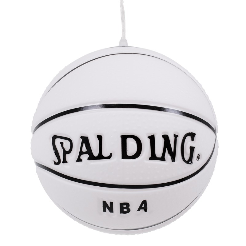 GloboStar® SPALDING NBA 01031 Μοντέρνο Κρεμαστό Παιδικό Φωτιστικό Οροφής Μονόφωτο 1 x E27 Λευκό Μαύρο Γυάλινο Φ25 x Υ25cm