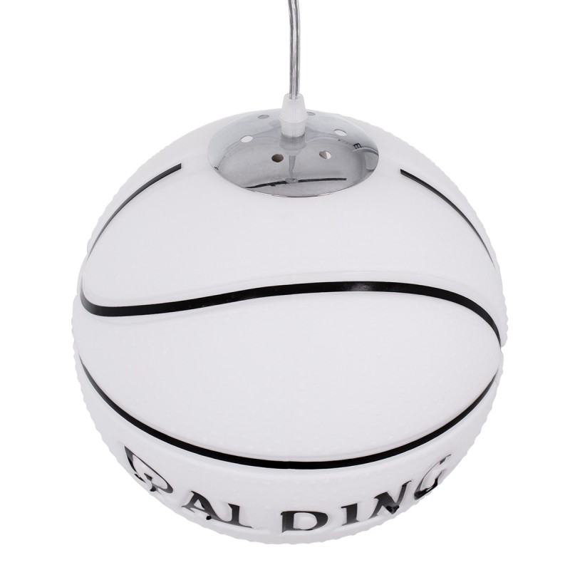 GloboStar® SPALDING NBA 01031 Μοντέρνο Κρεμαστό Παιδικό Φωτιστικό Οροφής Μονόφωτο 1 x E27 Λευκό Μαύρο Γυάλινο Φ25 x Υ25cm