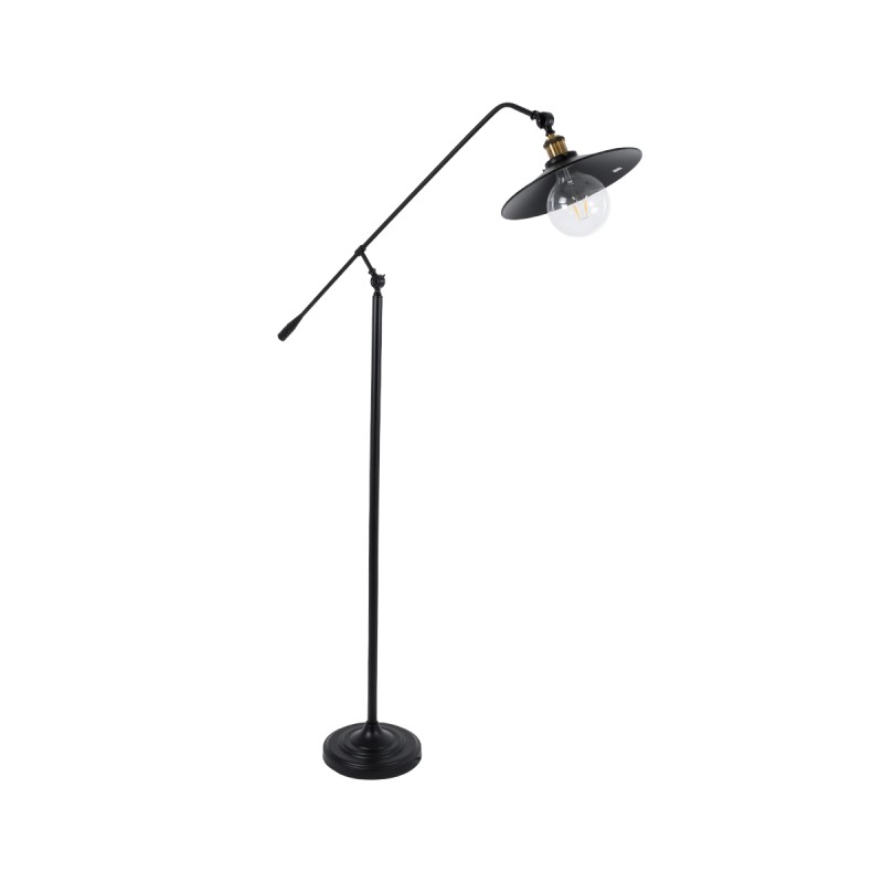 GloboStar® WYNGE 01101 Vintage Industrial Φωτιστικό Δαπέδου Μονόφωτο 1 x E27 Μαύρο Μεταλλικό με Χρυσό Ντουί Μ95 x Π27 x Υ174cm
