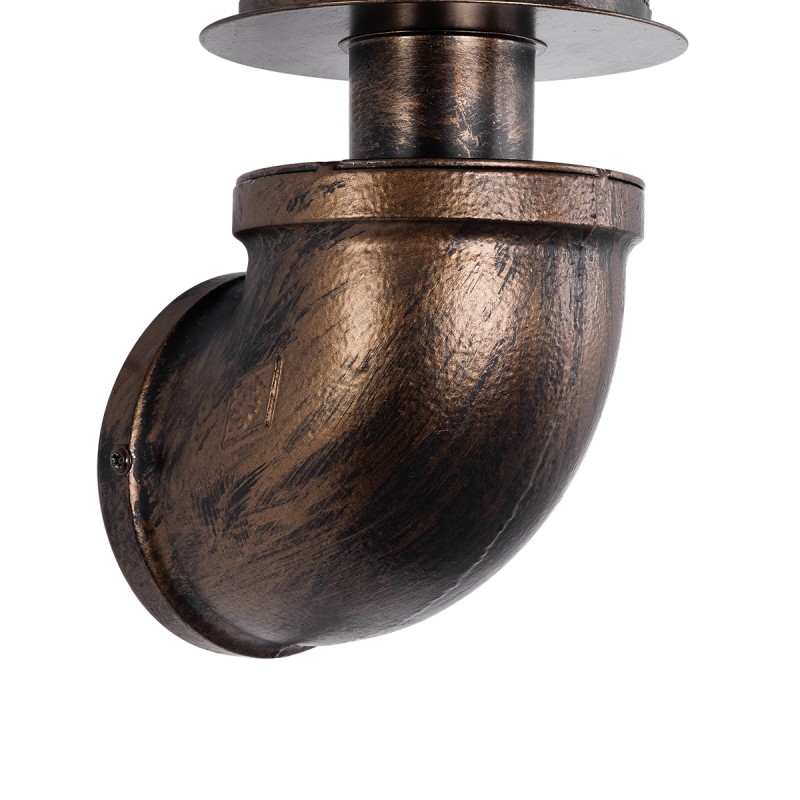 GloboStar® RAZA 01105 Vintage Industrial Φωτιστικό Τοίχου - Απλίκα Μονόφωτο 1 x E27 AC 220-240V IP20 - Μ13 x Π12 x Υ38cm - Καφέ Σκουριά Μεταλλικό Πλέγμα