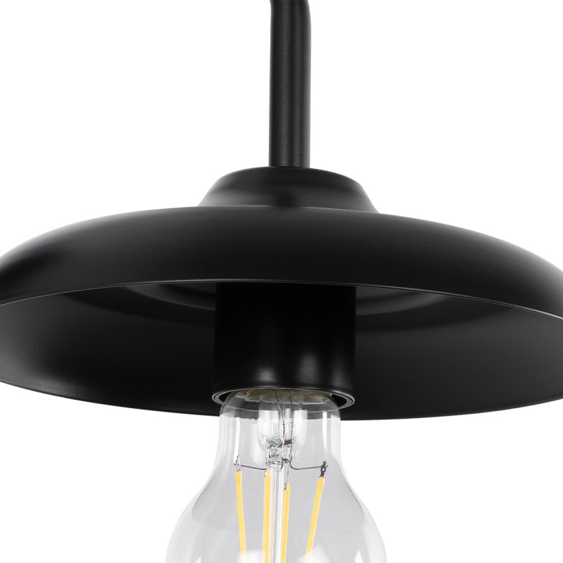 GloboStar® PHIA 01122 Vintage Industrial Φωτιστικό Τοίχου - Απλίκα Μονόφωτο 1 x E27 AC 220-240V IP20 - Μ18.5 x Π29 x Υ18cm - Μαύρο Μεταλλικό Καμπάνα