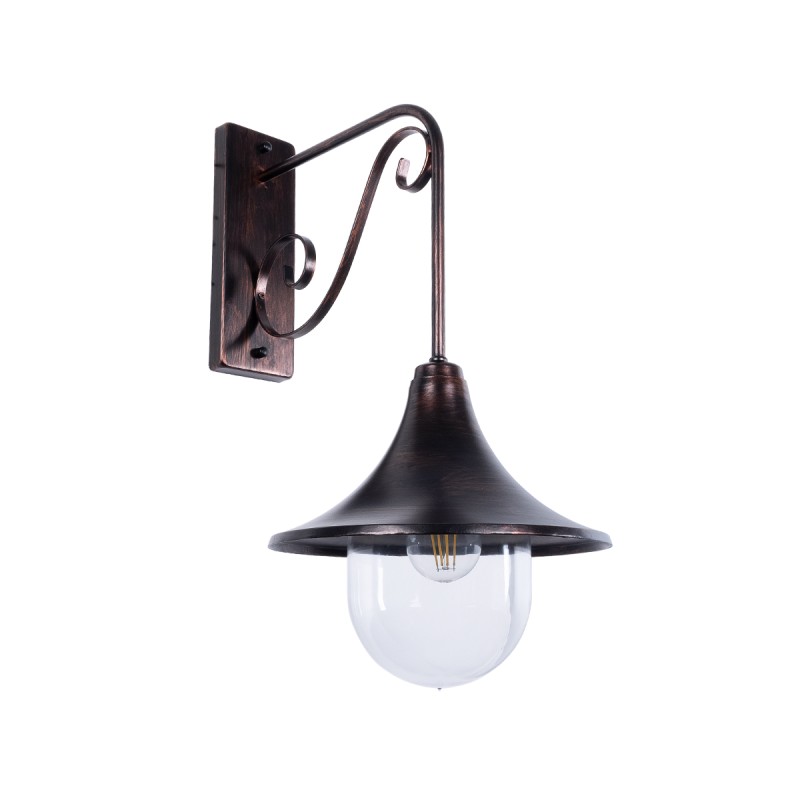 GloboStar® ANNIEL 01124 Vintage Φωτιστικό Τοίχου - Απλίκα Μονόφωτο 1 x E27 AC 220-240V IP20 - Μ27 x Π40 x Υ56cm - Καφέ Σκουριά Μεταλλικό Καμπάνα