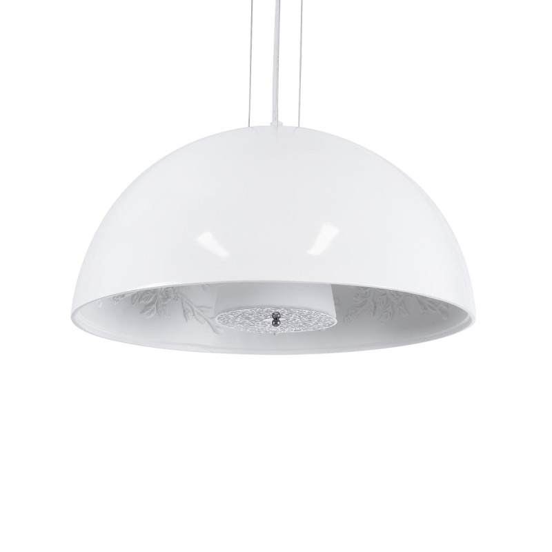 GloboStar® SERENIA WHITE 01152 Μοντέρνο Κρεμαστό Φωτιστικό Οροφής Μονόφωτο 1 x E27 AC220-240V - Φ40 x Υ20cm - Λευκό Γύψινο Καμπάνα
