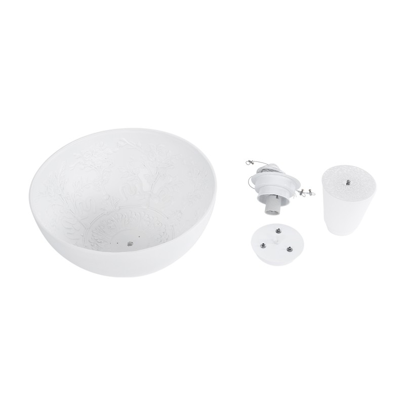 GloboStar® SERENIA WHITE 01152 Μοντέρνο Κρεμαστό Φωτιστικό Οροφής Μονόφωτο 1 x E27 AC220-240V - Φ40 x Υ20cm - Λευκό Γύψινο Καμπάνα
