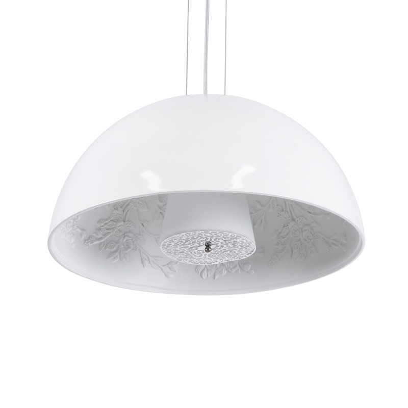 GloboStar® SERENIA WHITE 01152 Μοντέρνο Κρεμαστό Φωτιστικό Οροφής Μονόφωτο 1 x E27 AC220-240V - Φ40 x Υ20cm - Λευκό Γύψινο Καμπάνα