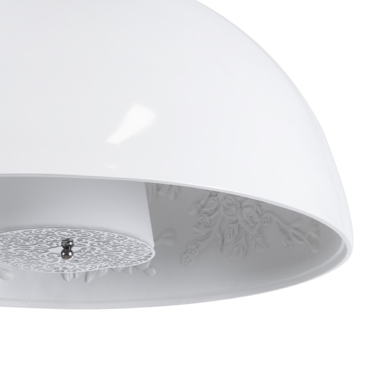 GloboStar® SERENIA WHITE 01152 Μοντέρνο Κρεμαστό Φωτιστικό Οροφής Μονόφωτο 1 x E27 AC220-240V - Φ40 x Υ20cm - Λευκό Γύψινο Καμπάνα