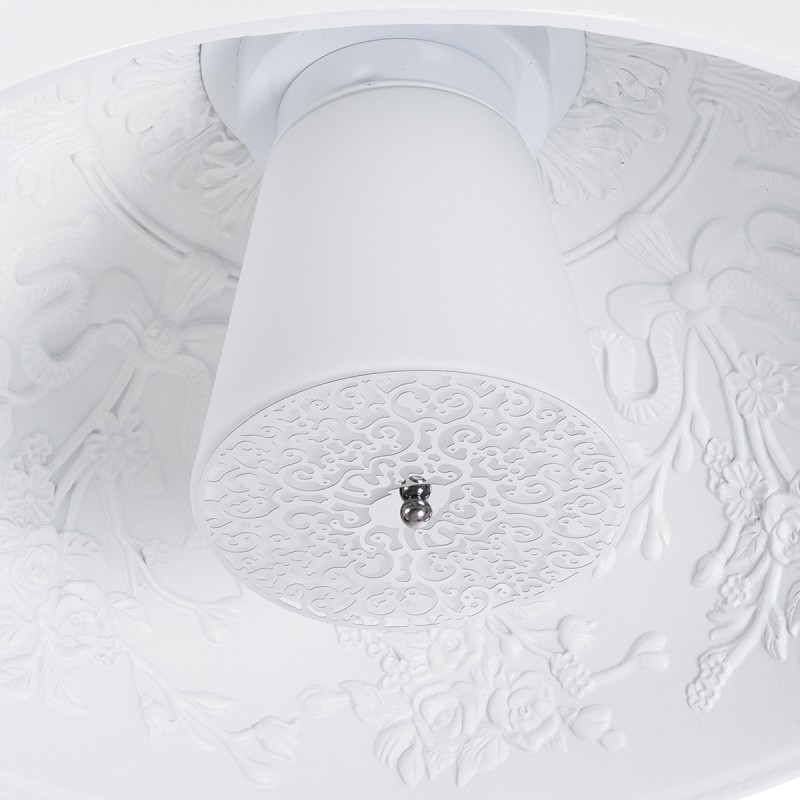 GloboStar® SERENIA WHITE 01152 Μοντέρνο Κρεμαστό Φωτιστικό Οροφής Μονόφωτο 1 x E27 AC220-240V - Φ40 x Υ20cm - Λευκό Γύψινο Καμπάνα