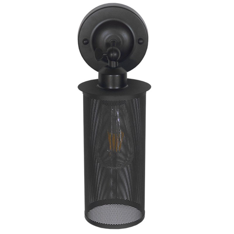 GloboStar® HOLVIA 01160 Vintage Industrial Φωτιστικό Τοίχου Απλίκα Μονόφωτο Μαύρο Μεταλλικό Πλέγμα Φ10 x Μ16 x Π12 x Υ34cm