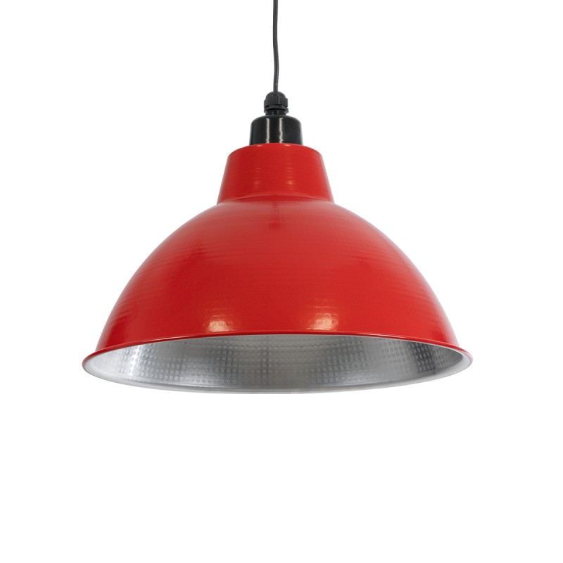 GloboStar® LOUVE 01177 Vintage Industrial Κρεμαστό Φωτιστικό Οροφής Μονόφωτο 1 x E27 AC220-240V IP20 - Φ40 x Y30cm - Κόκκινο με Ασημί Μεταλλικό Καμπάνα