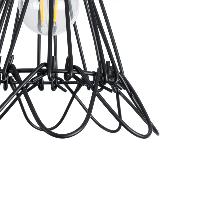 GloboStar® FLOWER IRON RUST 01181 Vintage Κρεμαστό Φωτιστικό Οροφής Μονόφωτο 1 x E27 AC220-240V IP20 - Φ10 x Υ20cm - Μαύρο Μεταλλικό Πλέγμα