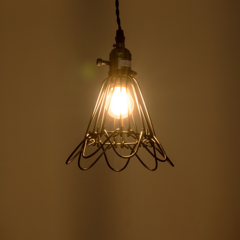 GloboStar® FLOWER IRON RUST 01181 Vintage Κρεμαστό Φωτιστικό Οροφής Μονόφωτο 1 x E27 AC220-240V IP20 - Φ10 x Υ20cm - Μαύρο Μεταλλικό Πλέγμα