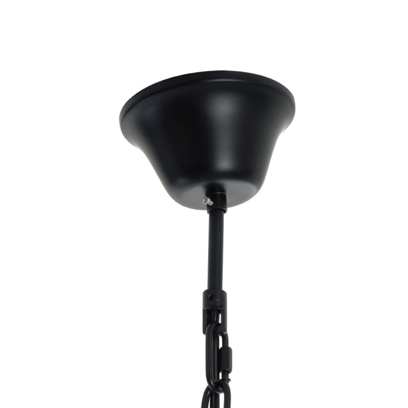 GloboStar® HAMTINE 01229 Vintage Κρεμαστό Φωτιστικό Οροφής Πολύφωτο 6 x E27 AC220-240V IP20 - Φ40 x Y92cm - Μαύρο Μεταλλικό με Μπεζ Σχοινί