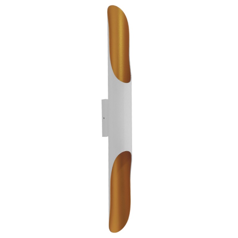 GloboStar® CHARME 01303 Μοντέρνο Φωτιστικό Τοίχου Απλίκα Δίφωτο Λευκό Χρυσό  Μεταλλικό Φ5.5 x Π8 x Υ60cm