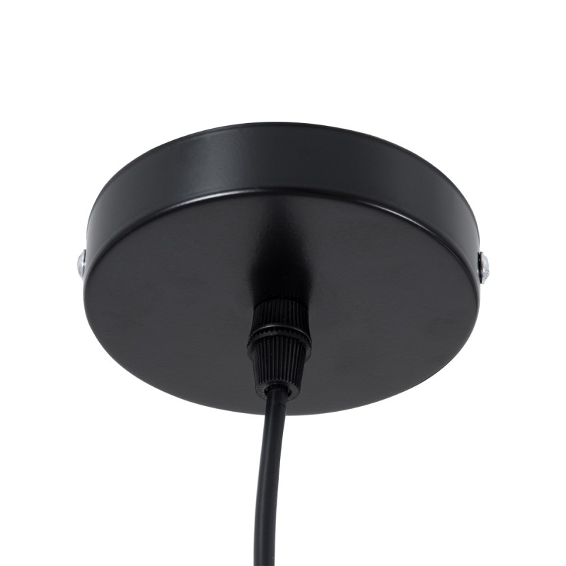 GloboStar® CALYPSO 01334-B Μοντέρνο Κρεμαστό Φωτιστικό Οροφής Μονόφωτο 1 x E27 Μαύρο - Χρυσό Μεταλλικό με Ξύλινη Βάση Καμπάνα Φ36 x Υ35cm