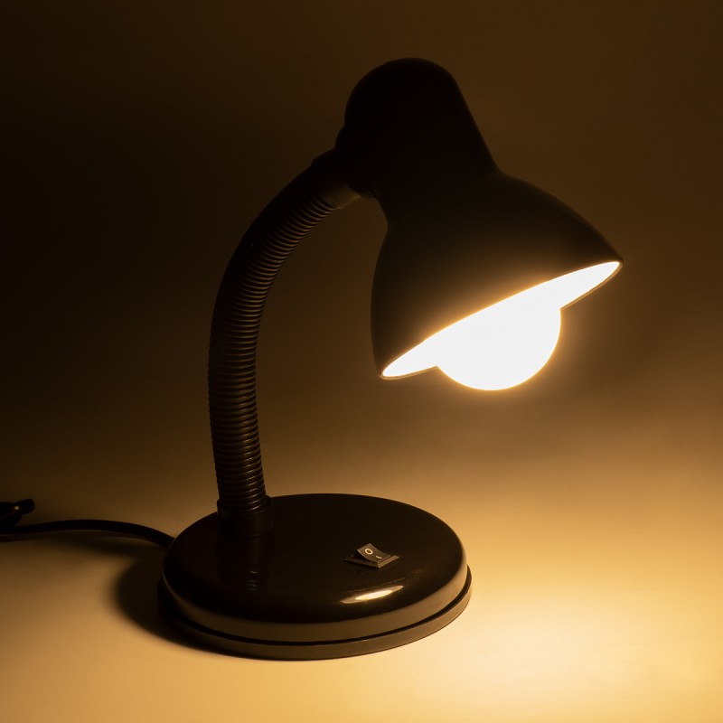 GloboStar® STUDENT BLACK 01530 Μοντέρνο Επιτραπέζιο Φωτιστικό Γραφείου Μονόφωτο 1 x E27 Μαύρο με Λευκό Μεταλλικό με Διακόπτη ΟN/OFF Καμπάνα Φ12 x Υ32cm