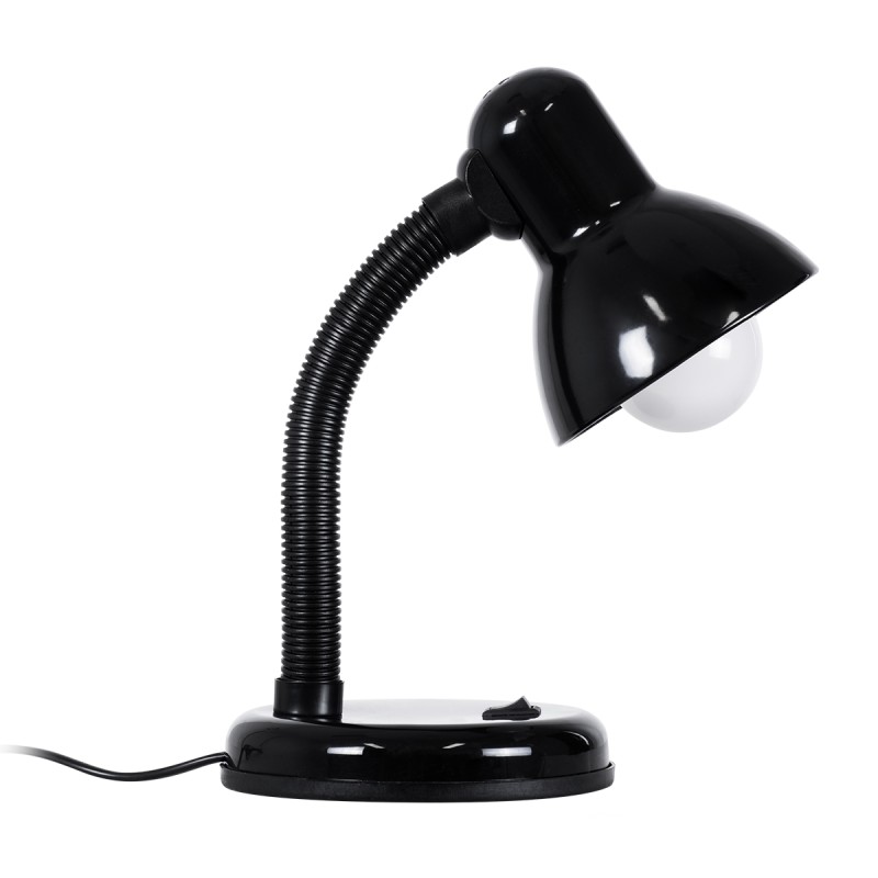 GloboStar® STUDENT BLACK 01530 Μοντέρνο Επιτραπέζιο Φωτιστικό Γραφείου Μονόφωτο 1 x E27 Μαύρο με Λευκό Μεταλλικό με Διακόπτη ΟN/OFF Καμπάνα Φ12 x Υ32cm