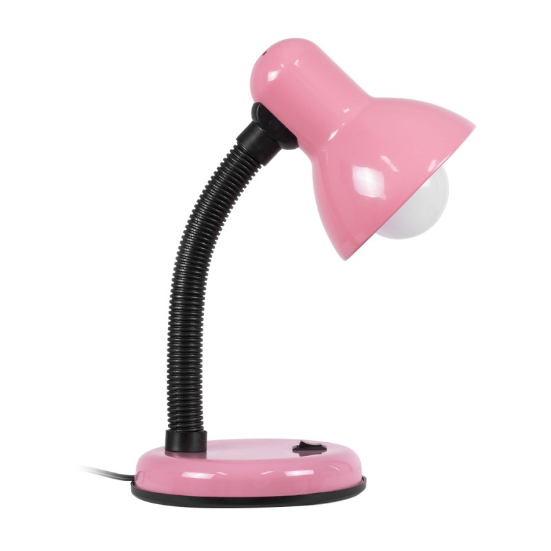 GloboStar® STUDENT PINK 01534 Μοντέρνο Επιτραπέζιο Φωτιστικό Γραφείου Μονόφωτο 1 x E27 Ροζ με Λευκό Μεταλλικό με Διακόπτη ΟN/OFF Καμπάνα Φ12 x Υ32cm
