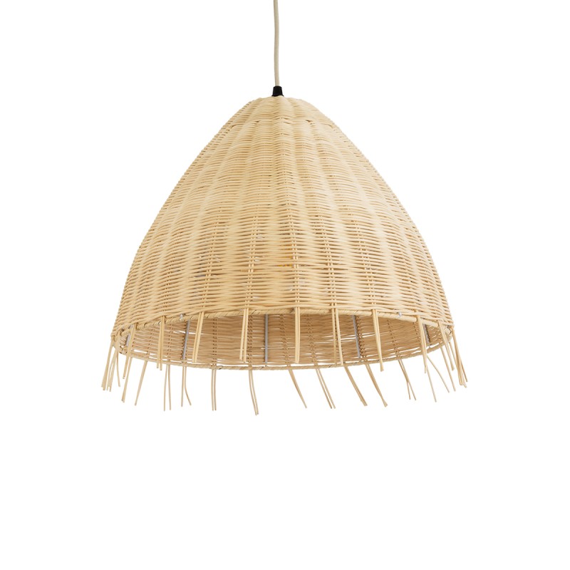 GloboStar® AQUATIC 01742 Boho Κρεμαστό Φωτιστικό Οροφής Μονόφωτο 1 x E27 AC220-240V IP20 - Φ40 x Υ36cm - Μπεζ Ξύλινο Μπαμπού Πλέγμα Καμπάνα