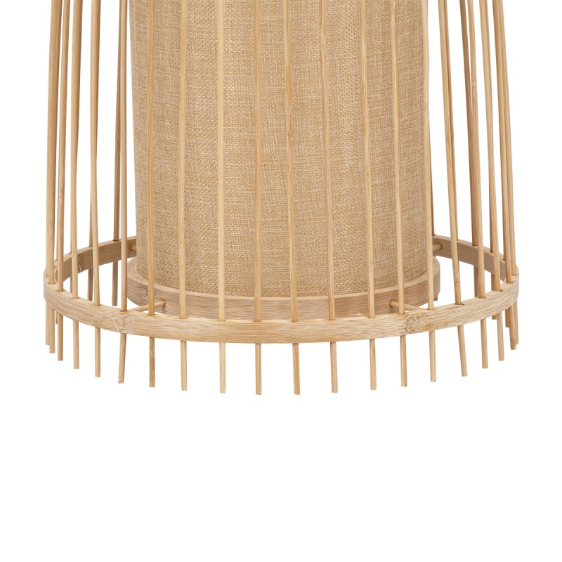 GloboStar® AZORES 01753 Μοντέρνο Φωτιστικό Δαπέδου Μονόφωτο 1 x E27 Μπεζ Μπαμπού Πλέγμα D30 x H90cm