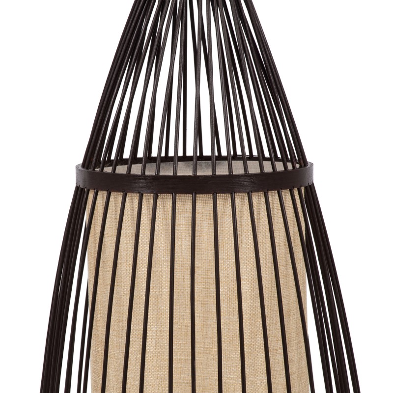 GloboStar® AZORES 01754 Boho Μοντέρνο Φωτιστικό Δαπέδου Μονόφωτο 1 x E27 Καφέ Μπαμπού Πλέγμα D30 x H90cm