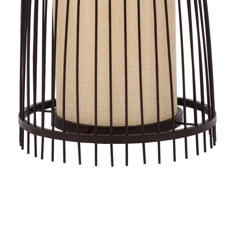GloboStar® AZORES 01754 Boho Μοντέρνο Φωτιστικό Δαπέδου Μονόφωτο 1 x E27 Καφέ Μπαμπού Πλέγμα D30 x H90cm