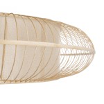 GloboStar® HIBISCUS 01782 Boho Κρεμαστό Φωτιστικό Οροφής Τρίφωτο 3 x E27 Καφέ Μπαμπού Καμπάνα Φ120 x Υ31cm