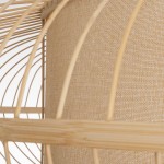 GloboStar® HIBISCUS 01782 Boho Κρεμαστό Φωτιστικό Οροφής Τρίφωτο 3 x E27 Καφέ Μπαμπού Καμπάνα Φ120 x Υ31cm