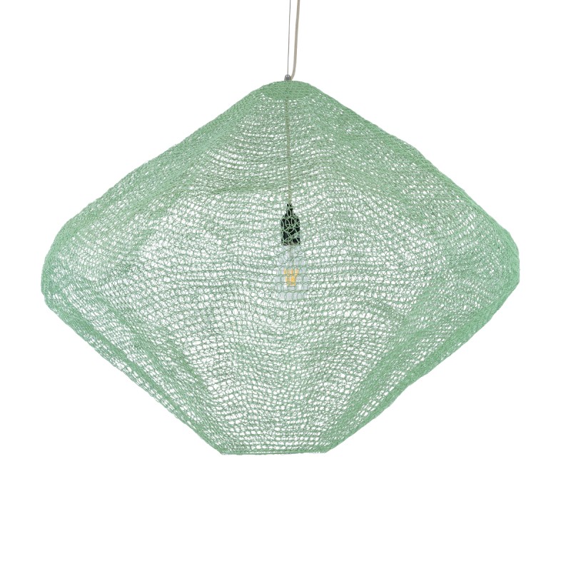 GloboStar® KENTUCKY 01870 Vintage Κρεμαστό Φωτιστικό Οροφής Μονόφωτο 1 x E27 AC220-240V IP20 - Φ90 x Υ70cm - Τιρκουάζ Μεταλλικό Πλέγμα