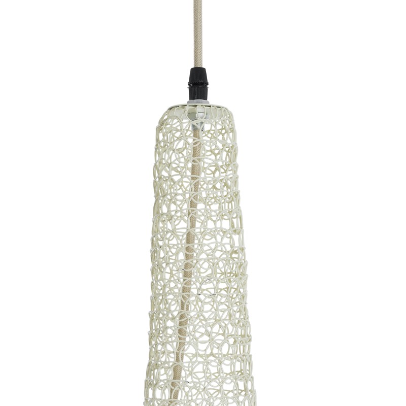 GloboStar® KENTUCKY 01874 Vintage Κρεμαστό Φωτιστικό Οροφής Μονόφωτο 1 x E27 AC220-240V IP20 - Φ50 x Υ90cm - Μπεζ Εκρού Μεταλλικό Πλέγμα