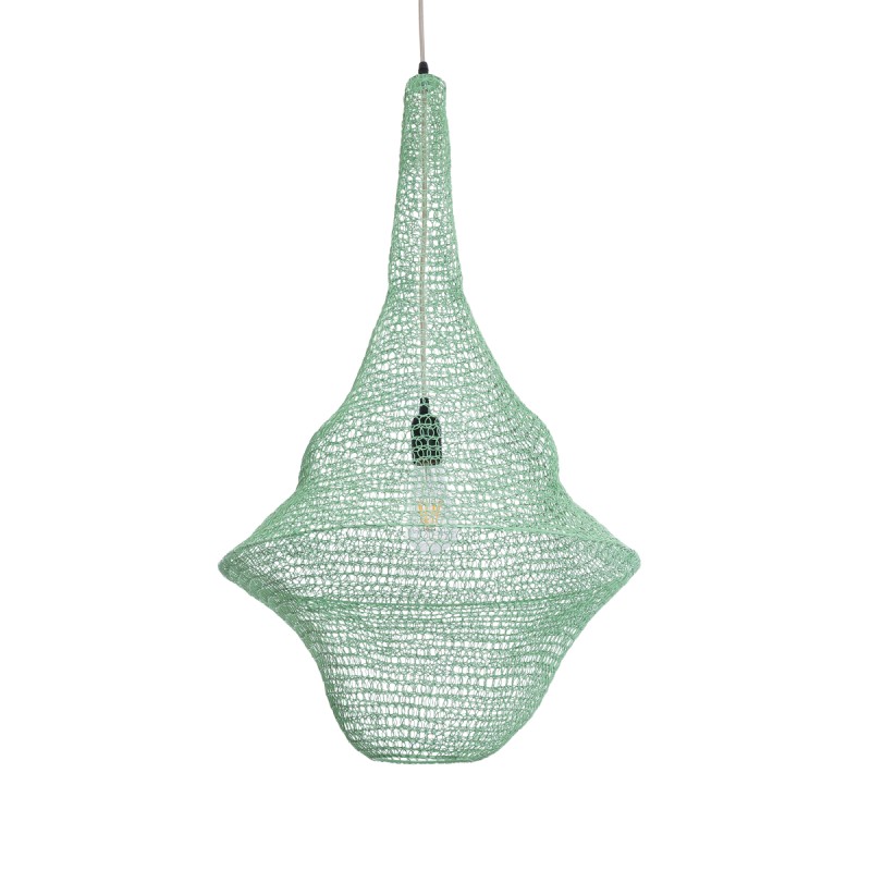 GloboStar® KENTUCKY 01876 Vintage Κρεμαστό Φωτιστικό Οροφής Μονόφωτο 1 x E27 AC220-240V IP20 - Φ50 x Υ90cm - Τιρκουάζ Μεταλλικό Πλέγμα