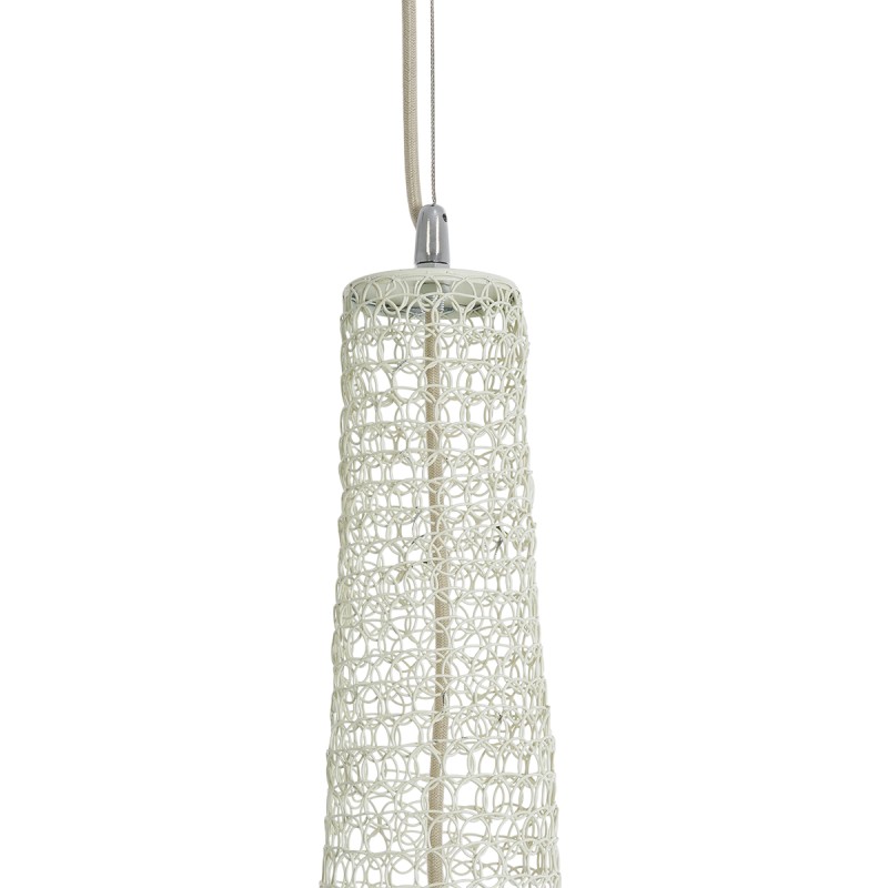 GloboStar® KENTUCKY 01877 Vintage Κρεμαστό Φωτιστικό Οροφής Μονόφωτο 1 x E27 AC220-240V IP20 - Φ80 x Υ140cm - Μπεζ Εκρού Μεταλλικό Πλέγμα