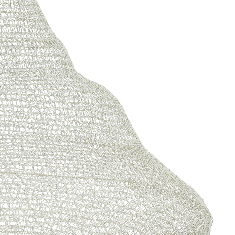 GloboStar® KENTUCKY 01877 Vintage Κρεμαστό Φωτιστικό Οροφής Μονόφωτο 1 x E27 AC220-240V IP20 - Φ80 x Υ140cm - Μπεζ Εκρού Μεταλλικό Πλέγμα