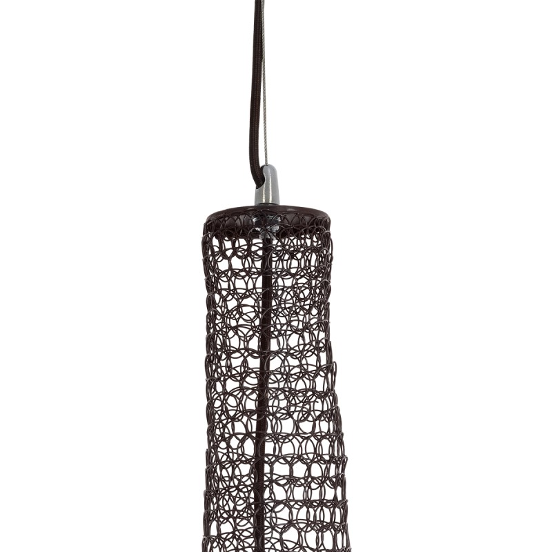 GloboStar® KENTUCKY 01878 Vintage Κρεμαστό Φωτιστικό Οροφής Μονόφωτο 1 x E27 AC220-240V IP20 - Φ80 x Υ140cm - Σκούρο Καφέ Μεταλλικό Πλέγμα