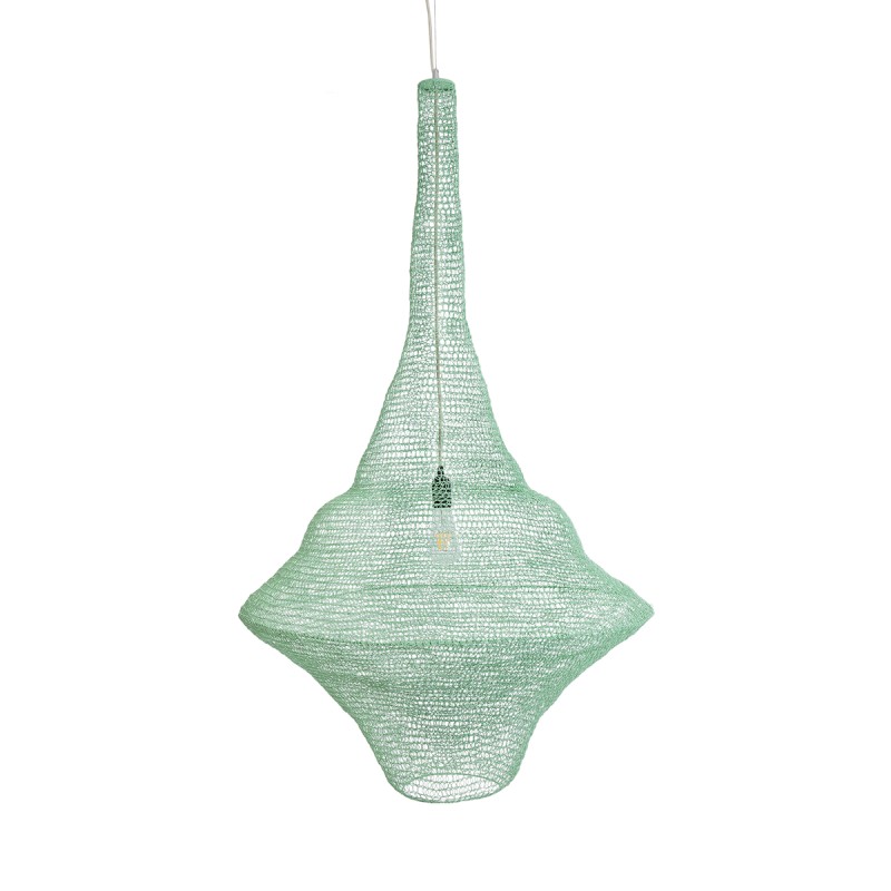 GloboStar® KENTUCKY 01879 Vintage Κρεμαστό Φωτιστικό Οροφής Μονόφωτο 1 x E27 AC220-240V IP20 - Φ80 x Υ140cm - Τιρκουάζ Μεταλλικό Πλέγμα