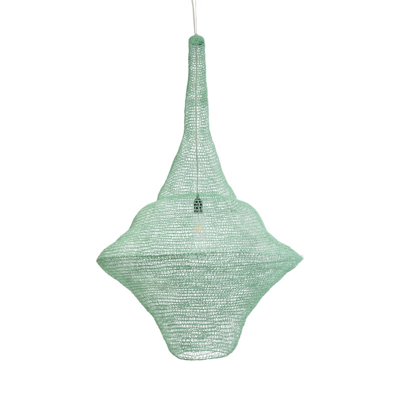 GloboStar® KENTUCKY 01879 Vintage Κρεμαστό Φωτιστικό Οροφής Μονόφωτο 1 x E27 AC220-240V IP20 - Φ80 x Υ140cm - Τιρκουάζ Μεταλλικό Πλέγμα