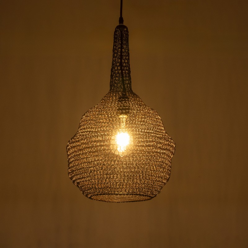 GloboStar® KENTUCKY 01881 Vintage Κρεμαστό Φωτιστικό Οροφής Μονόφωτο 1 x E27 AC220-240V IP20 - Φ30 x Υ50cm - Σκούρο Καφέ Μεταλλικό Πλέγμα