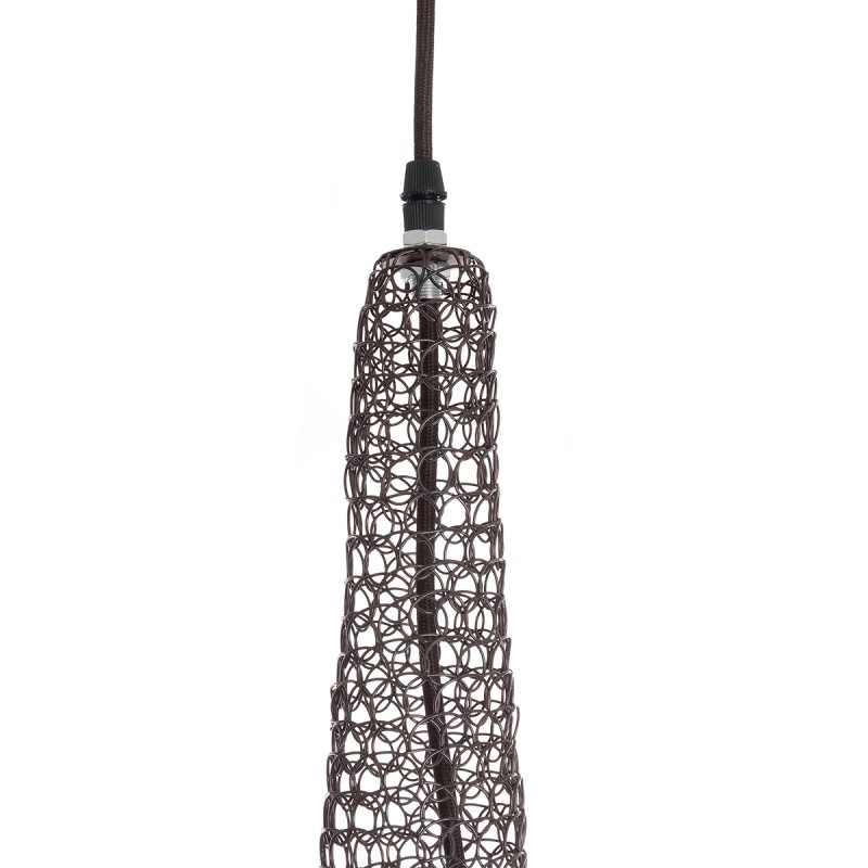 GloboStar® KENTUCKY 01881 Vintage Κρεμαστό Φωτιστικό Οροφής Μονόφωτο 1 x E27 AC220-240V IP20 - Φ30 x Υ50cm - Σκούρο Καφέ Μεταλλικό Πλέγμα