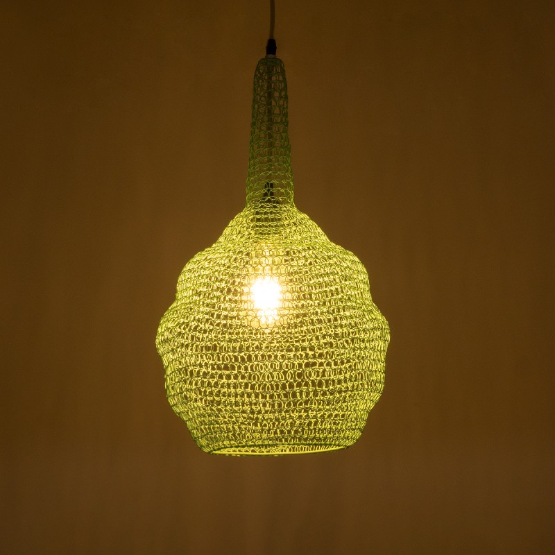 GloboStar® KENTUCKY 01882 Vintage Κρεμαστό Φωτιστικό Οροφής Μονόφωτο 1 x E27 AC220-240V IP20 - Φ30 x Υ50cm - Τιρκουάζ Μεταλλικό Πλέγμα