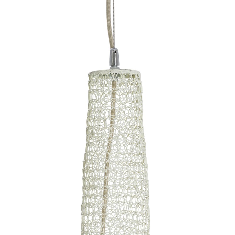 GloboStar® KENTUCKY 01886 Vintage Κρεμαστό Φωτιστικό Οροφής Μονόφωτο 1 x E27 AC220-240V IP20 - Φ90 x Υ110cm - Μπεζ Εκρού Μεταλλικό Πλέγμα