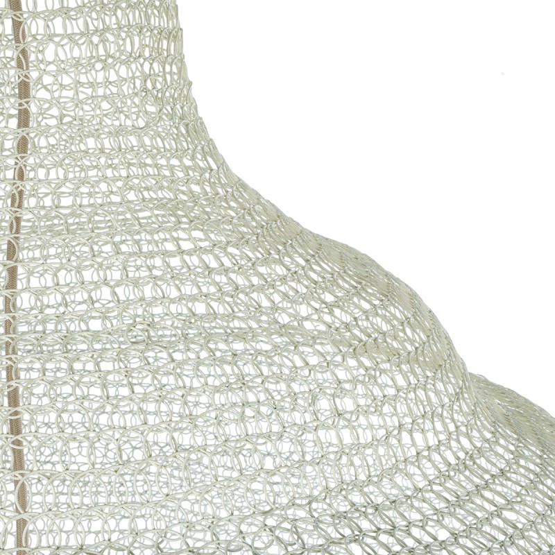 GloboStar® KENTUCKY 01886 Vintage Κρεμαστό Φωτιστικό Οροφής Μονόφωτο 1 x E27 AC220-240V IP20 - Φ90 x Υ110cm - Μπεζ Εκρού Μεταλλικό Πλέγμα