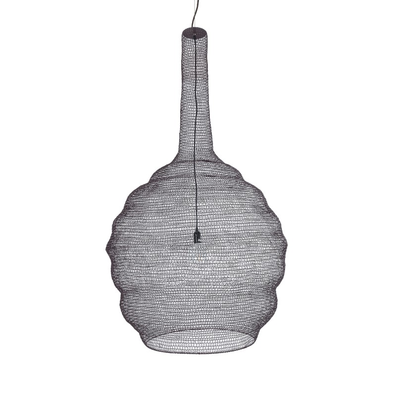 GloboStar® KENTUCKY 01887 Vintage Κρεμαστό Φωτιστικό Οροφής Μονόφωτο 1 x E27 AC220-240V IP20 - Φ90 x Υ110cm - Σκούρο Καφέ Μεταλλικό Πλέγμα