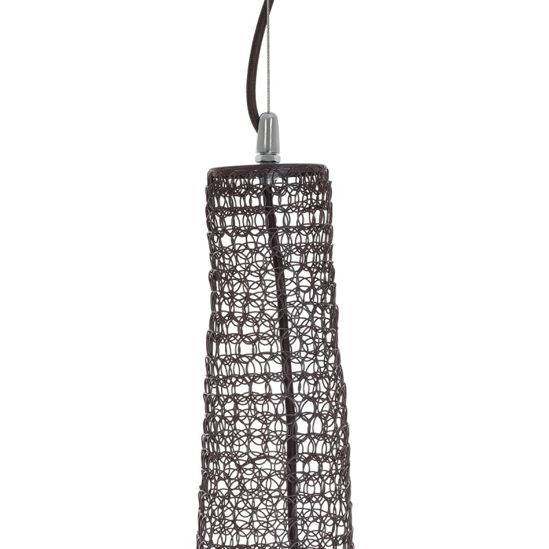 GloboStar® KENTUCKY 01887 Vintage Κρεμαστό Φωτιστικό Οροφής Μονόφωτο 1 x E27 AC220-240V IP20 - Φ90 x Υ110cm - Σκούρο Καφέ Μεταλλικό Πλέγμα